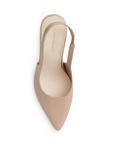 vista superior de las zapatillas stiletto color nude de charol tacón alto 11cm ajuste elástico para dama