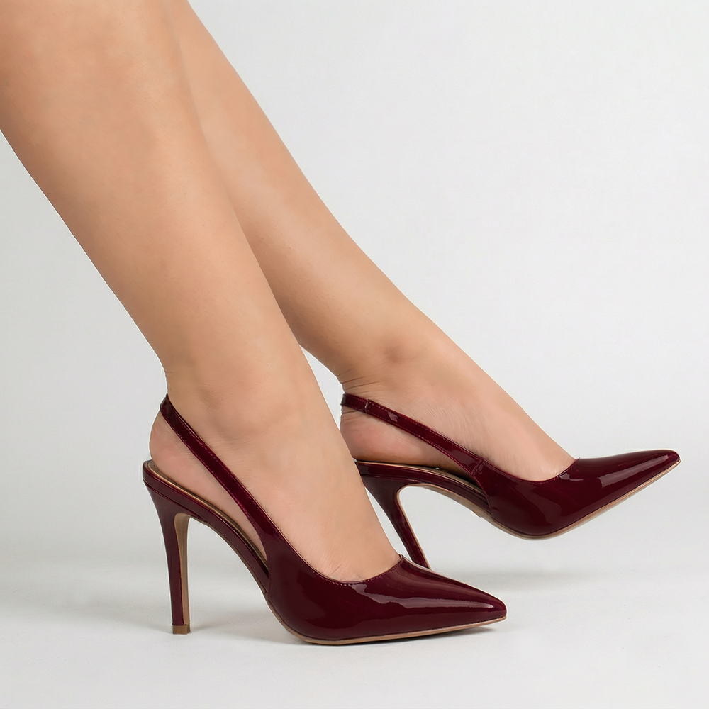 Zapatillas vino destalonadas tipo stiletto con ajuste elástico y tacón alto 11 cm para dama 