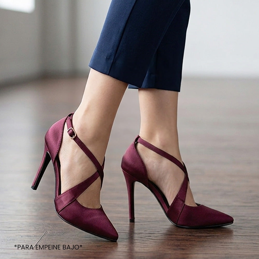 Zapatillas vino tipo stiletto para mujer con punta fina cerrada y tacón delgado de 10cm 