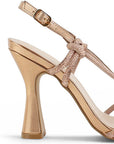 vista trasera del tacón alto 11cm de las zapatillas oro rosado para dama 
