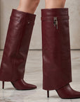 Botas vino 2 en 1 desmontables con correa y tacón alto 11cm para dama