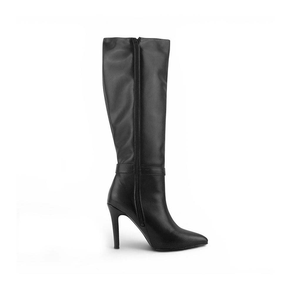vista superior de botas negras para dama con tacón alto 11 cm y terminación en punta para dama 