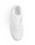 vista superior de tenis blancos con plataforma baja de 4cm para dama lisos