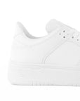 vista trasera de tenis blancos lisos para dama con plataforma baja 4cm 