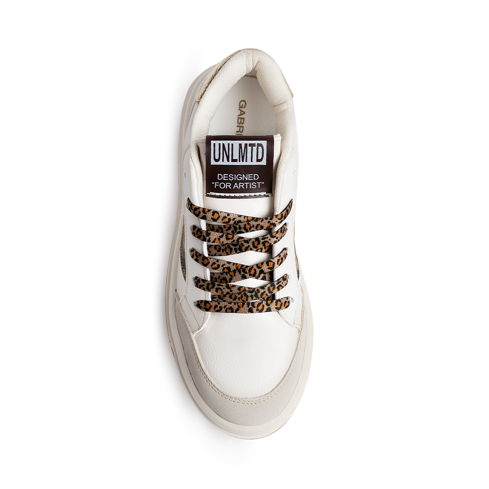 Tenis beige casuales de plataforma con detalles animal print | Mod.4490117