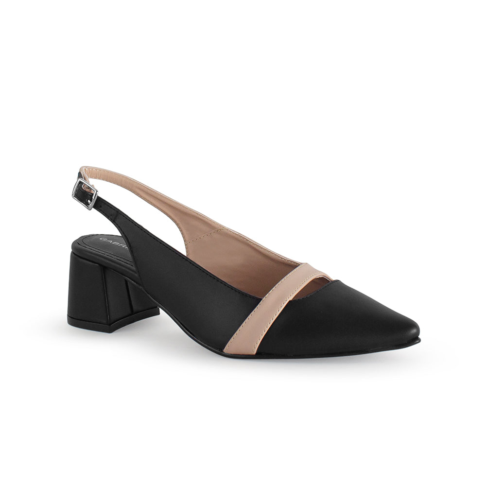 Zapatillas negras destalonadas con punta fina y detalle nude | Mod.4930027