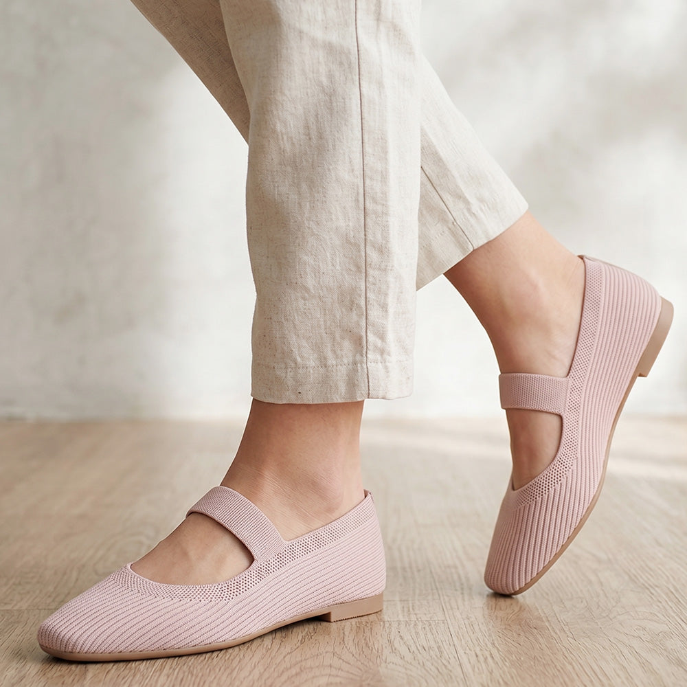 Flats tipo balerinas nude para mujer con pulsera de piso