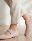 Flats tipo balerinas nude para mujer con pulsera de piso