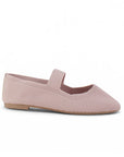 Vista lateral de flats tipo balerinas nude para mujer con pulsera de piso