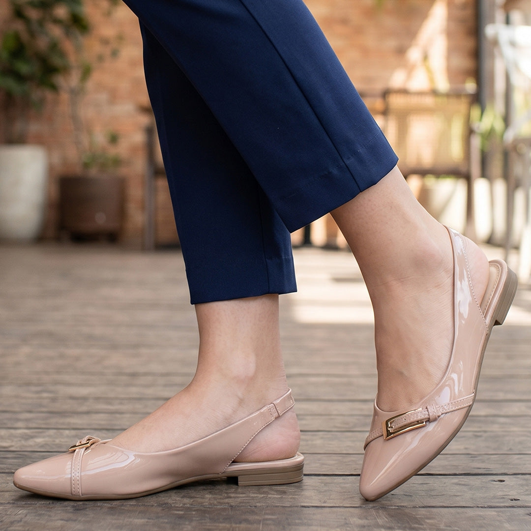 Flats nude en charol para mujer de piso