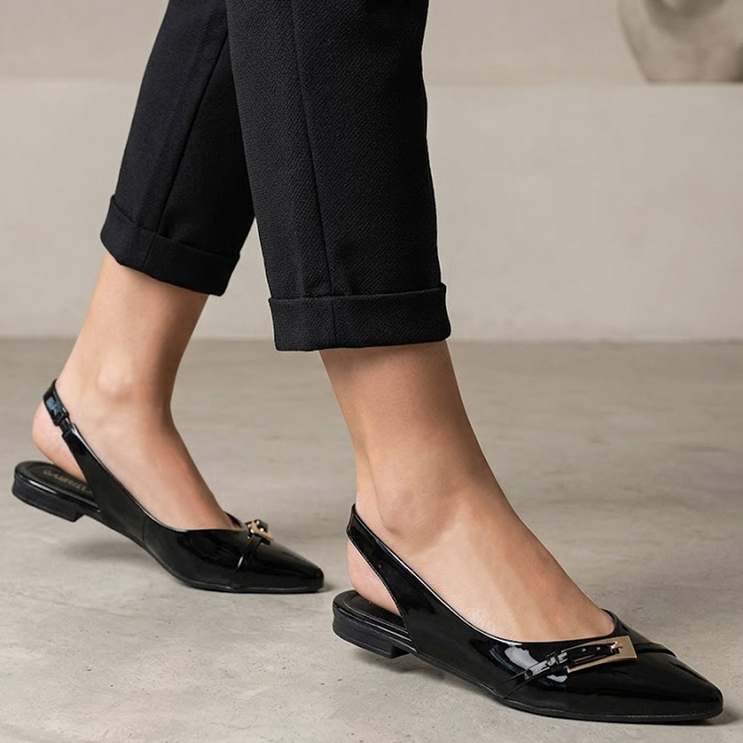 Flats negros en charol para mujer de piso