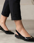 Flats negros en charol para mujer de piso