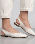 Flats beige para mujer de punta fina y correa trasera destalonados 
