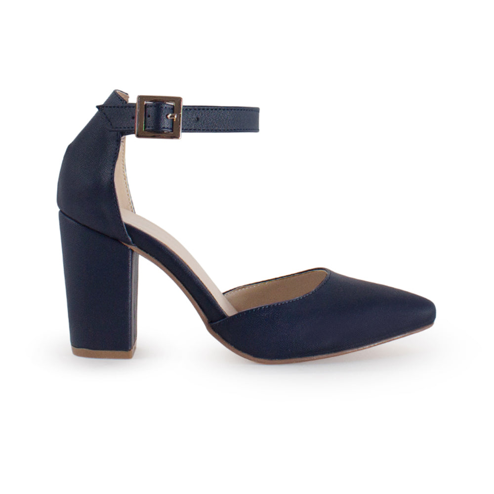 Zapatillas azul marino con punta fina cerrada y pulsera ajustable con hebilla | Mod.4950002