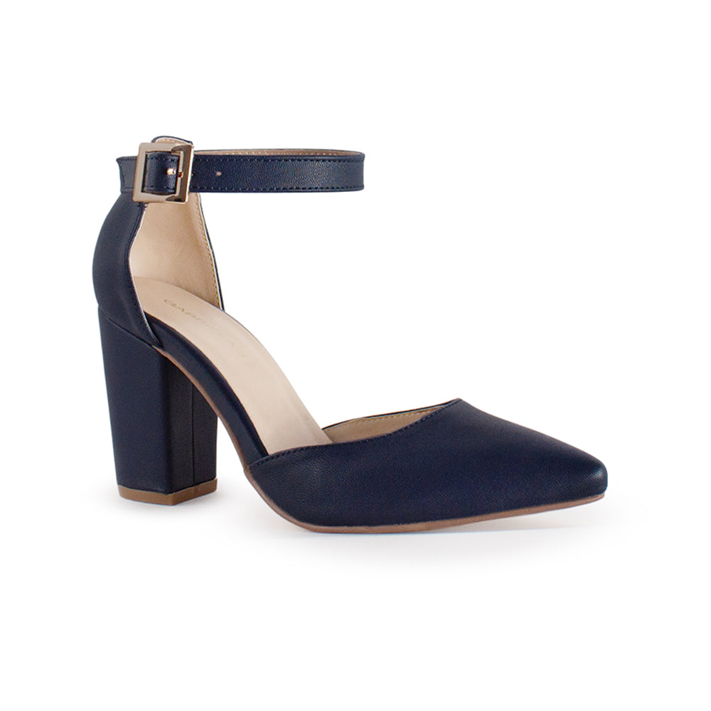 Zapatillas azul marino con punta fina cerrada y pulsera ajustable con hebilla | Mod.4950002