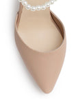 Vista de material cabra sintético en zapatilla nude para mujer