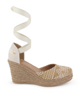 Alpargata Beige Yute Dama Punta Cerrada Listones 4480046