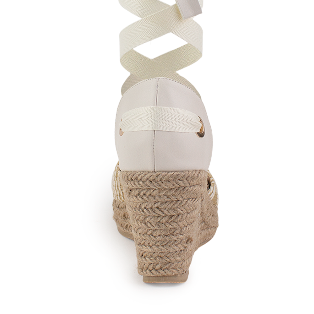 Alpargata Beige Yute Dama Punta Cerrada Listones 4480046