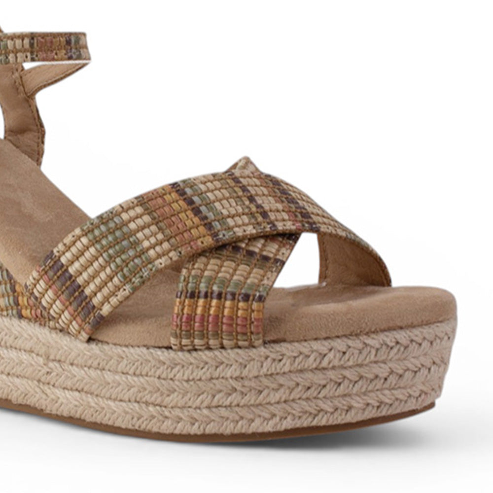 Alpargata Beige Mujer Casual Plataforma Alta Yute Moda Pulsera 4900026