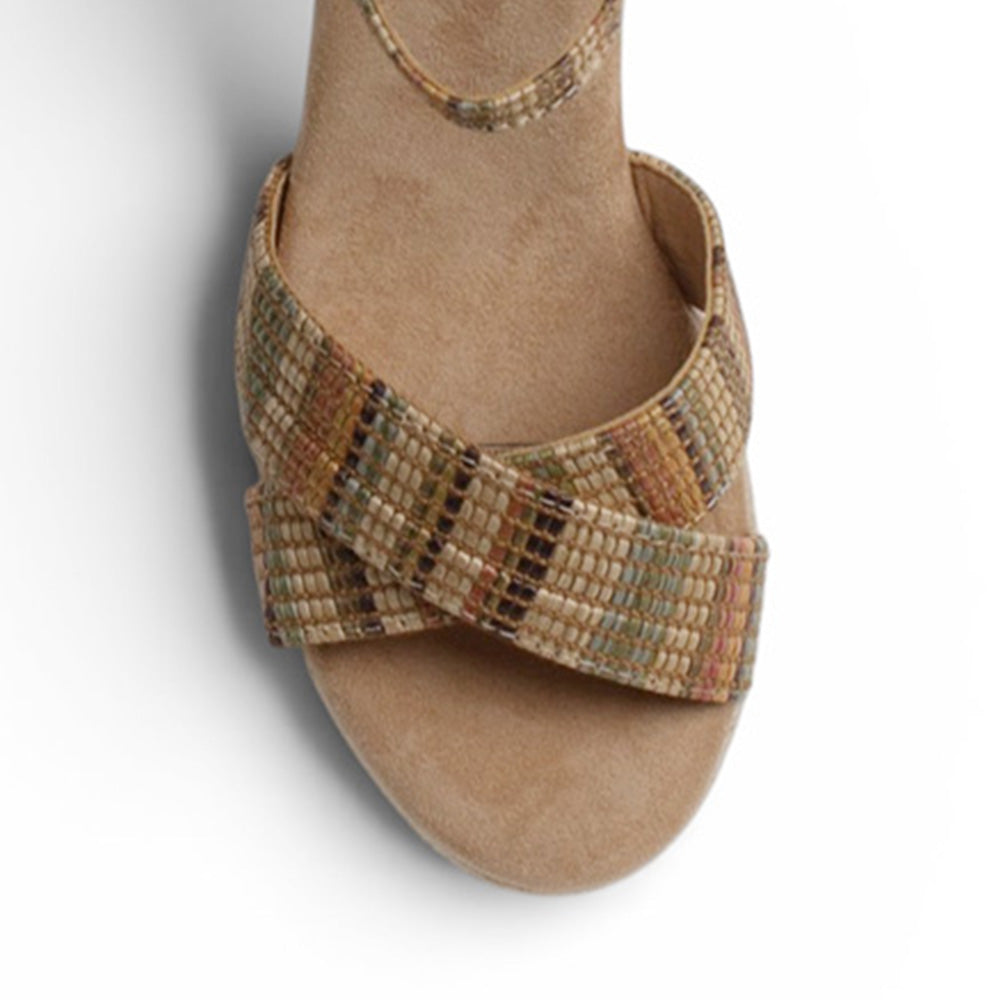 Alpargata Beige Mujer Casual Plataforma Alta Yute Moda Pulsera 4900026