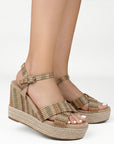 Alpargata Beige Mujer Casual Plataforma Alta Yute Moda Pulsera 4900026