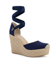 Alpargata Marino Mujer Yute Beige Alta Liston Moda Plataforma 4480052