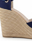 Alpargata Marino Mujer Yute Beige Alta Liston Moda Plataforma 4480052