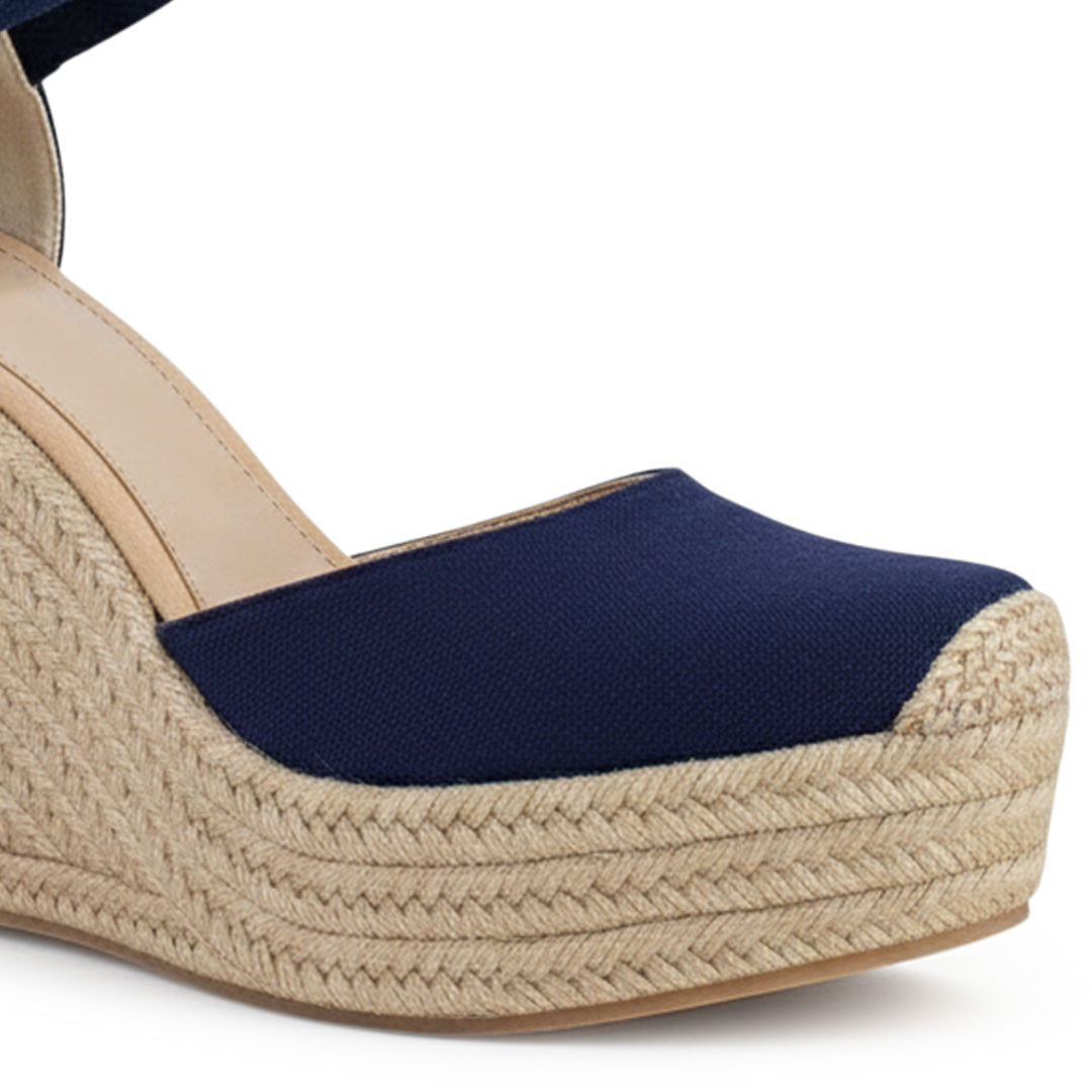 Alpargata Marino Mujer Yute Beige Alta Liston Moda Plataforma 4480052