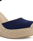 Alpargata Marino Mujer Yute Beige Alta Liston Moda Plataforma 4480052