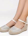 Alpargata Blanco Plataforma Yute Mujer Brillos Moda Pulsera Casual 4900021
