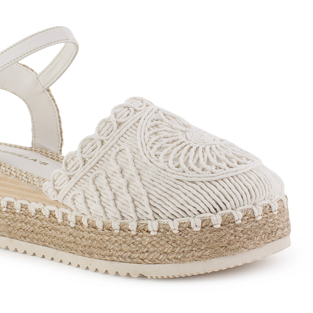 Alpargata Blanco Mujer Casual Plataforma Yute Casual Tejida Moda 4290084