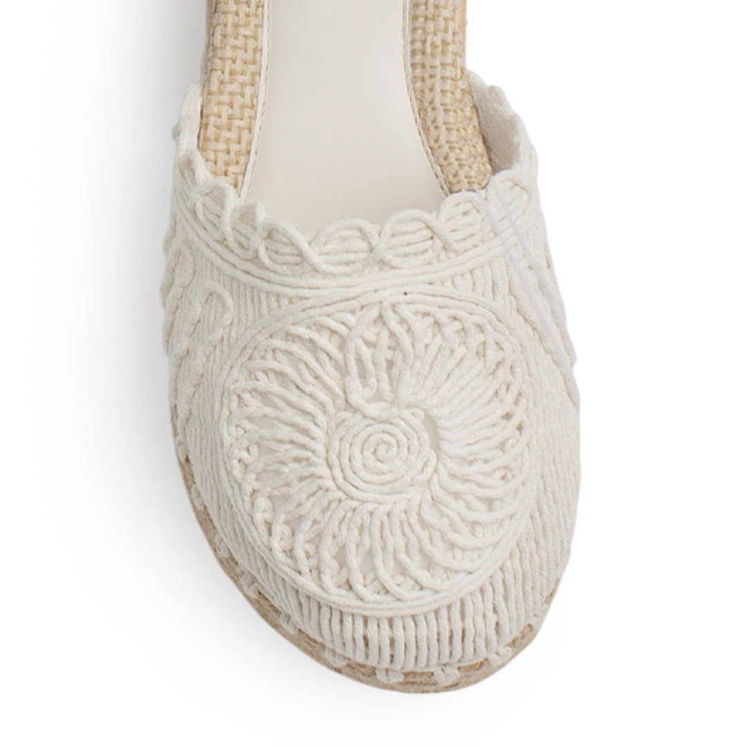 Alpargata Blanco Mujer Casual Plataforma Yute Casual Tejida Moda 4290084