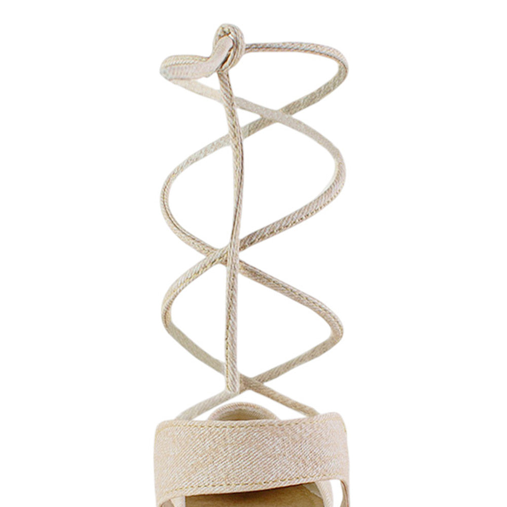 Alpargata Beige Plataforma Baja Dama Pulsera Liston Yute Moda 4550079