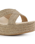 Alpargata Beige Plataforma Alta Empeine Cruzado Pulsera Yute 4920017