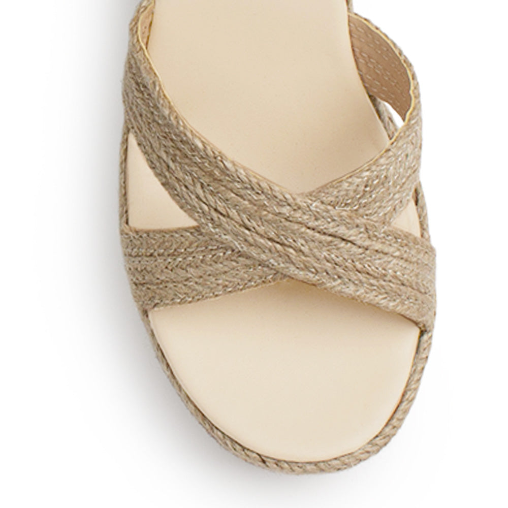 Alpargata Beige Plataforma Alta Empeine Cruzado Pulsera Yute 4920017