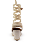Alpargata Beige Dama Punta Cerrada Cordones Destalonado Casual 3402691