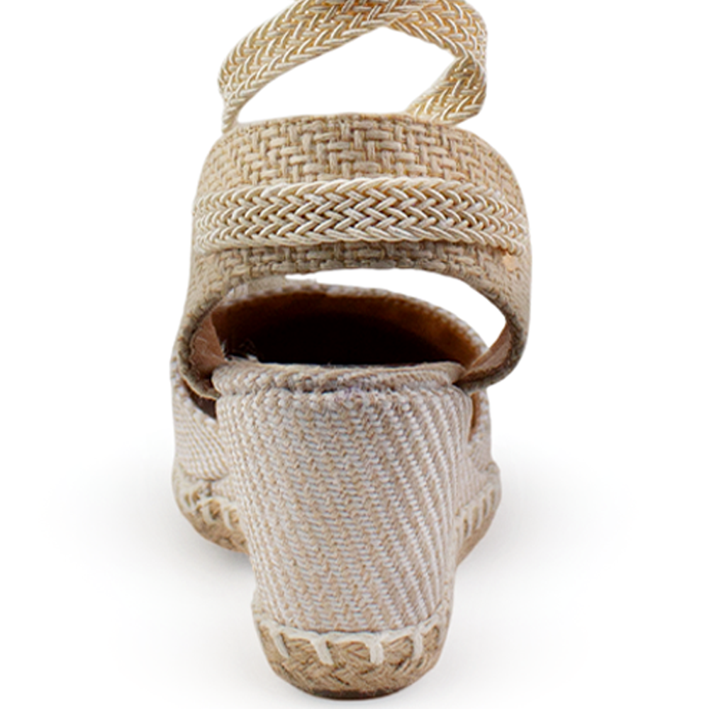 Alpargata Beige Dama Punta Cerrada Cordones Destalonado Casual 3402691