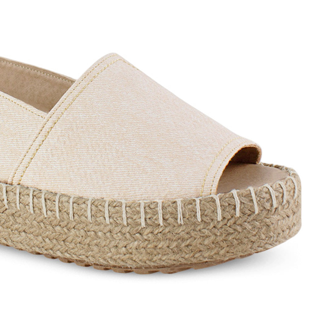 Alpargata Beige Yute Mujer Resorte Casual Moda Punta Abierta 3402924