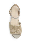 Alpargata Beige Oro Mujer Pulsera Talon Descubierto Tira Ancha Moda 3402991