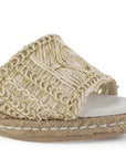 Alpargata Beige Oro Mujer Pulsera Talon Descubierto Tira Ancha Moda 3402991