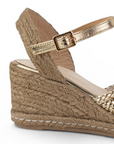 Alpargata Oro Casual Plataforma Alta Yute Pulsera Hebilla Tejida 3403003