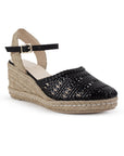 Alpargata Negro Casual Plataforma Alta Yute Pulsera Hebilla Tejida 3403004