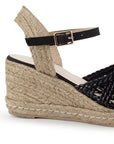 Alpargata Negro Casual Plataforma Alta Yute Pulsera Hebilla Tejida 3403004