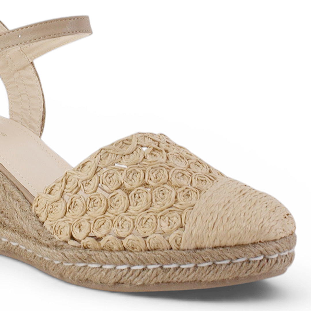 Alpargata Beige Moda Mujer Elegante Estilo Artesanal Plataforma 3403006