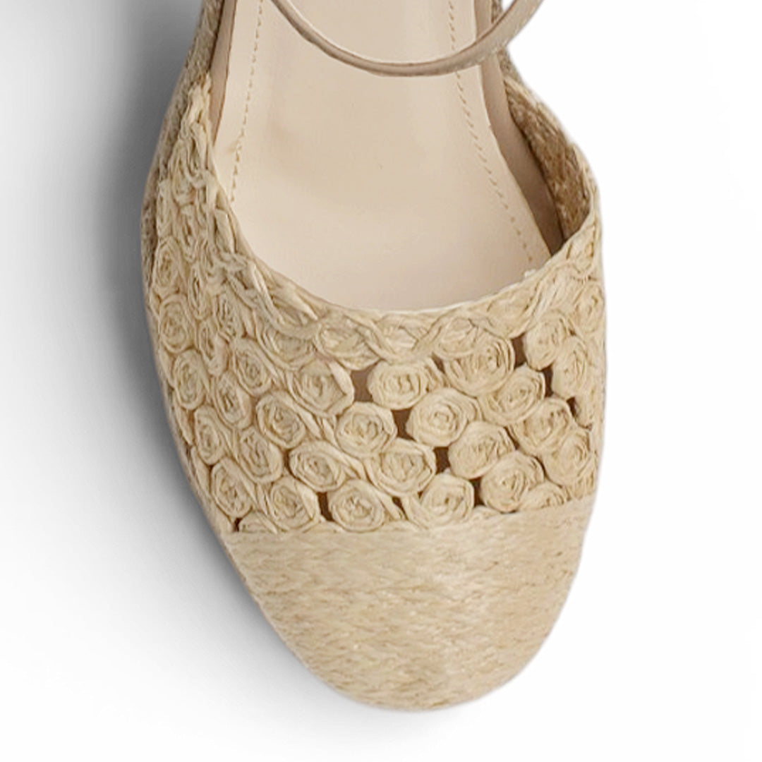 Alpargata Beige Moda Mujer Elegante Estilo Artesanal Plataforma 3403006