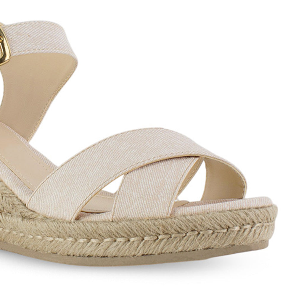 Alpargata Beige Dama Yute Casual Pulsera Tiras Cruzadas Moda Mujer 3690126