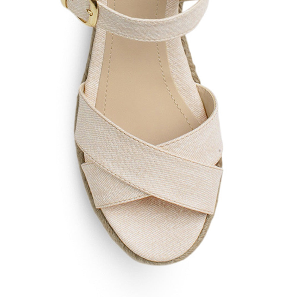 Alpargata Beige Dama Yute Casual Pulsera Tiras Cruzadas Moda Mujer 3690126