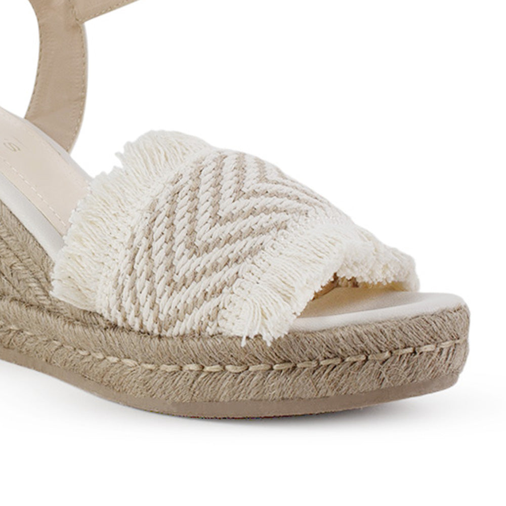 Alpargata Beige Mujer Plataforma Alta Pulsera Hebilla Casual Moda 3690127
