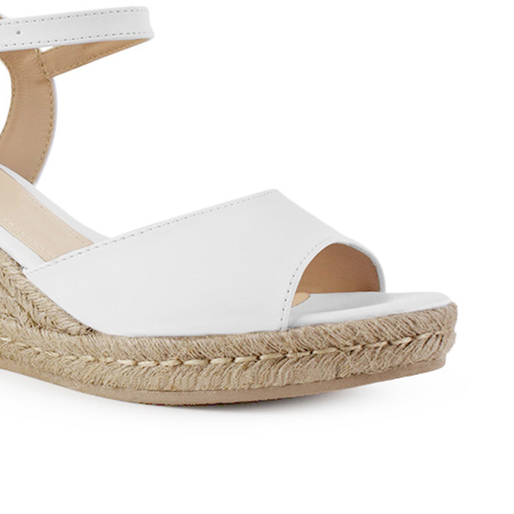 Alpargata Blanco Plataforma Yute Moda Pulsera Talon Descubierto 3690130