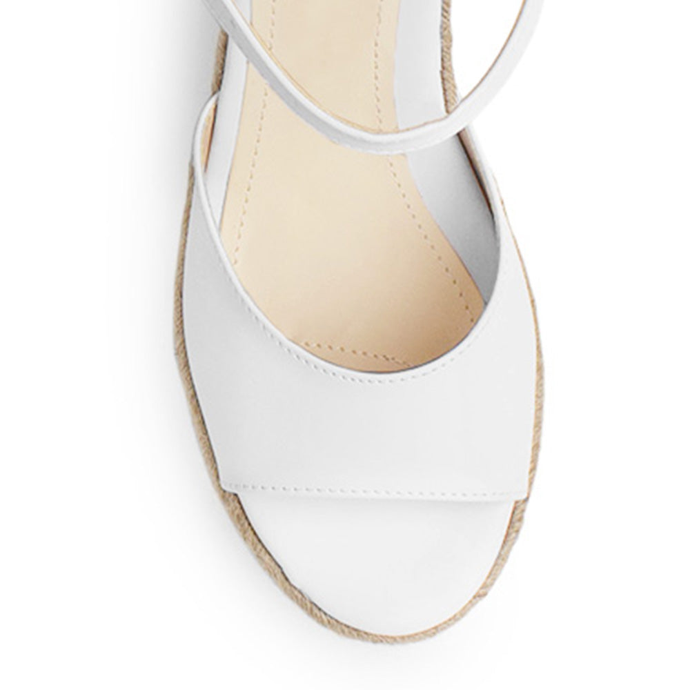 Alpargata Blanco Plataforma Yute Moda Pulsera Talon Descubierto 3690130